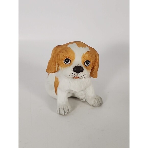 VNTG Homco Charles Cavalier Spaniel  Puppy Dog Figurine #1407 Porcelain 3" - Picture 1 of 10